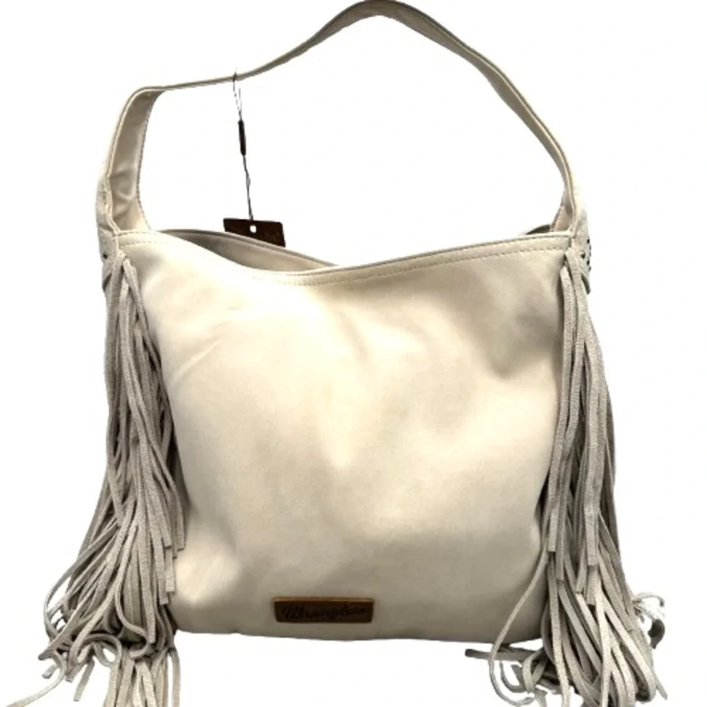 NEW Wrangler Shiloh Fringe Studded Leather Hobo Shoulder Bag Purse‎ Western Boho